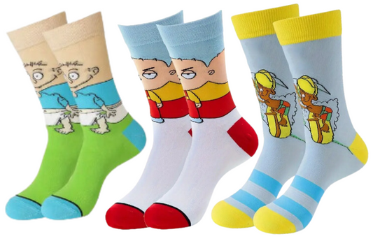 3 Pack Fun Cartoon Socks Set Family Guy Themed with Stewie Griffin