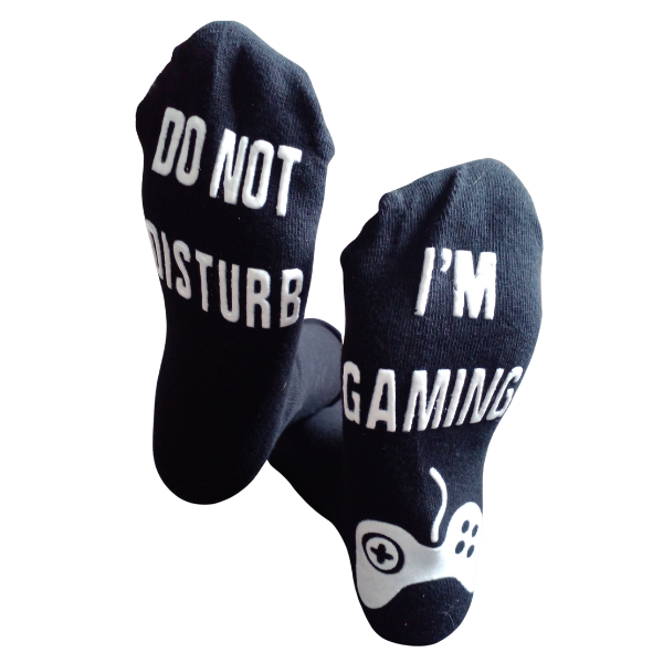 Gaming Socks for Gamers in White Print Funkiest Gift for Gaming