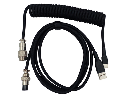 1.5 m Black Braided Coiled Keyboard Cable USB C Type Universal