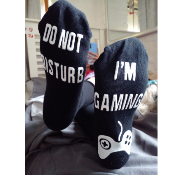 Gaming Socks for Gamers in White Print Funkiest Gift for Gaming