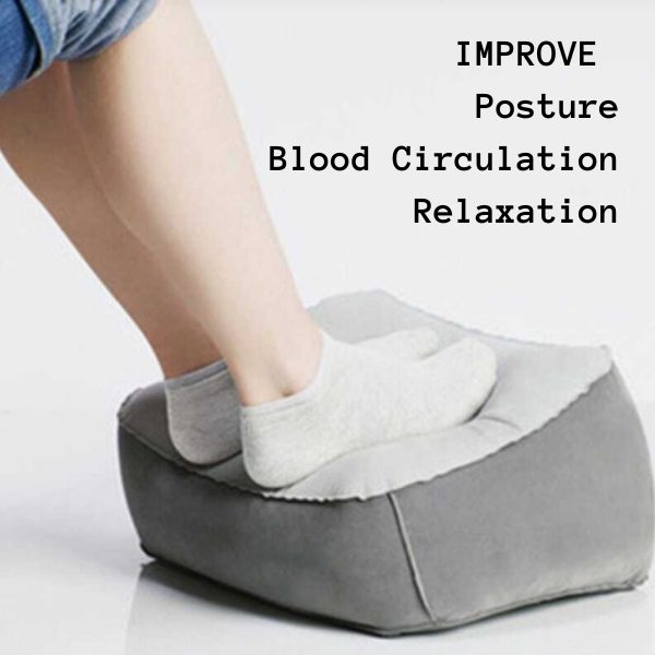 Grey Foot stool, foot rest inflatable cushion for posture and body ergonomics care