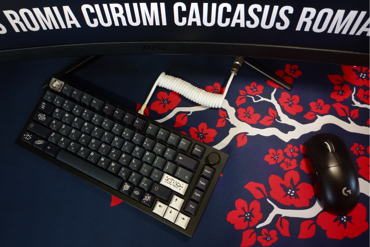 XXL Gaming Mousepad Blue and Red Japanese Cherry Blossom or Office Decor