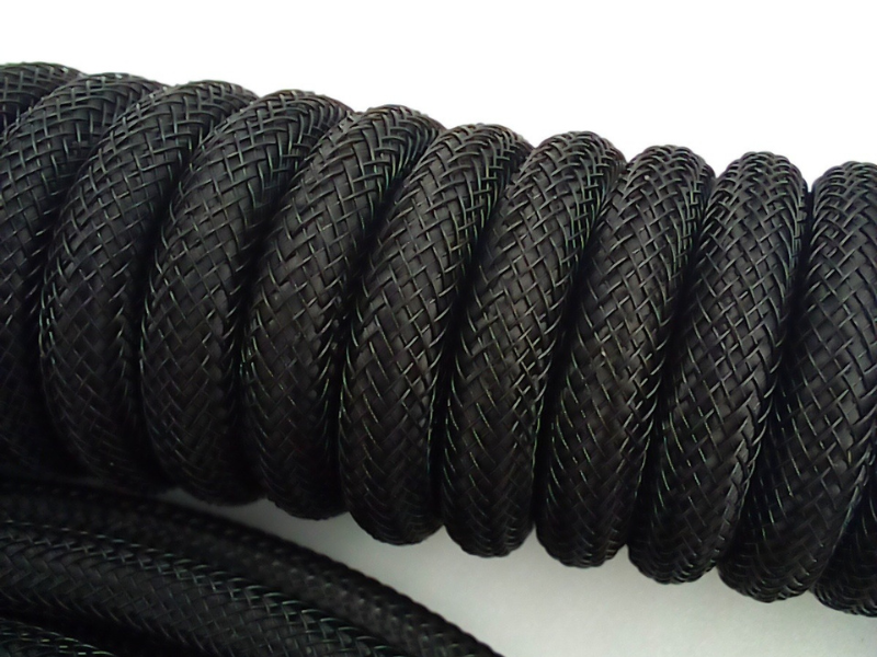 1.5 m Black Braided Coiled Keyboard Cable USB C Type Universal