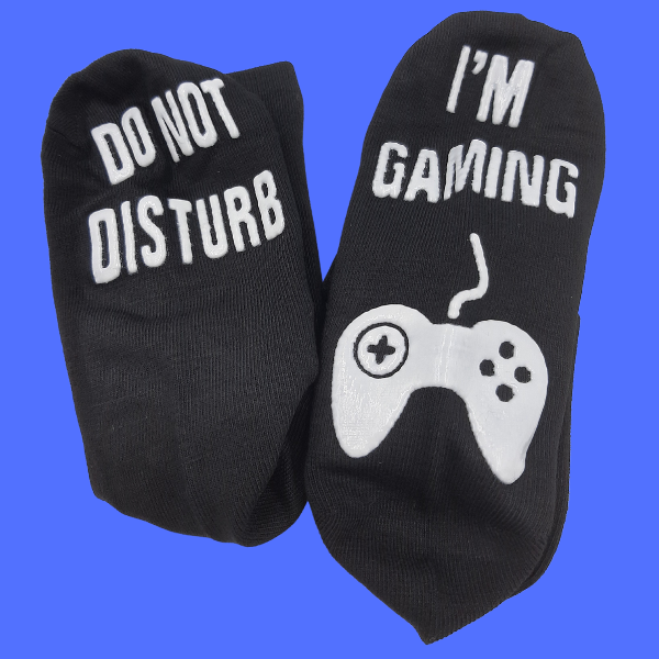 Gaming Socks for Gamers in White Print Funkiest Gift for Gaming