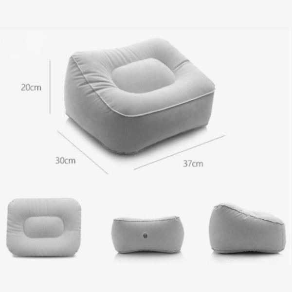 Grey Foot stool, foot rest inflatable cushion for posture and body ergonomics care