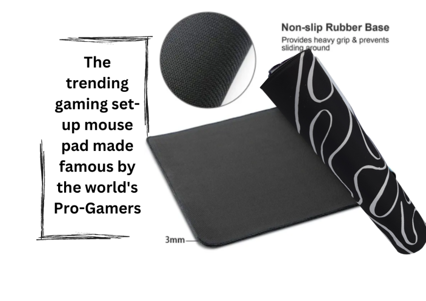 XXL Gaming Mouse Pad Black Doodle Pro-Gamer Trending Extended Mat