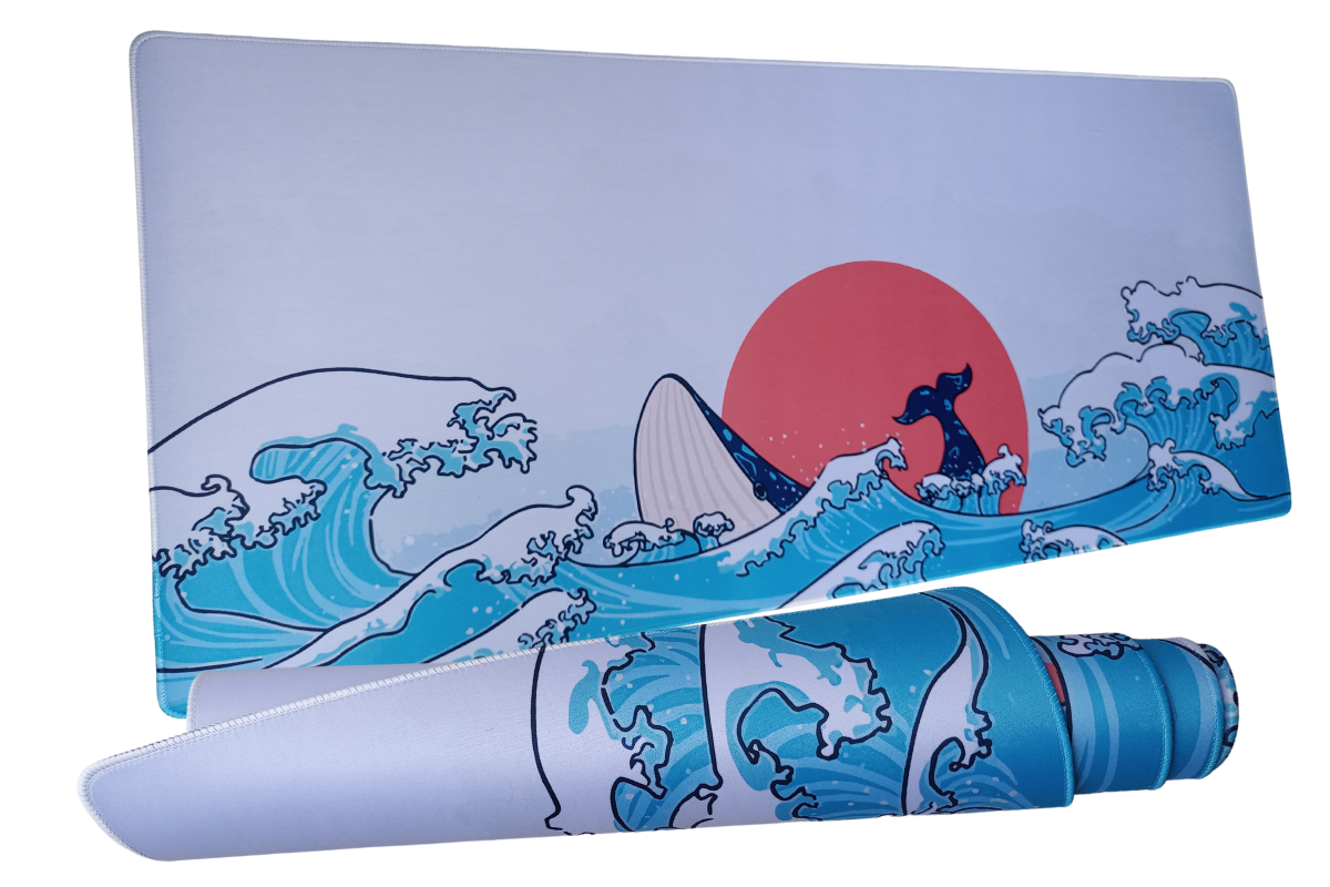 XXL Gaming Mousepad or Desk Mat in Trending Japanese Big Wave Art