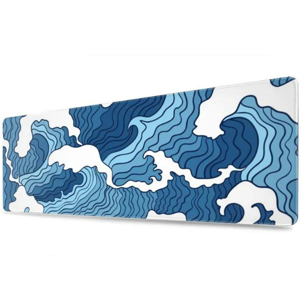 * Promo XL Mouse Pad Blue Japanese Big Wave Desk Mat for Office or Gaming